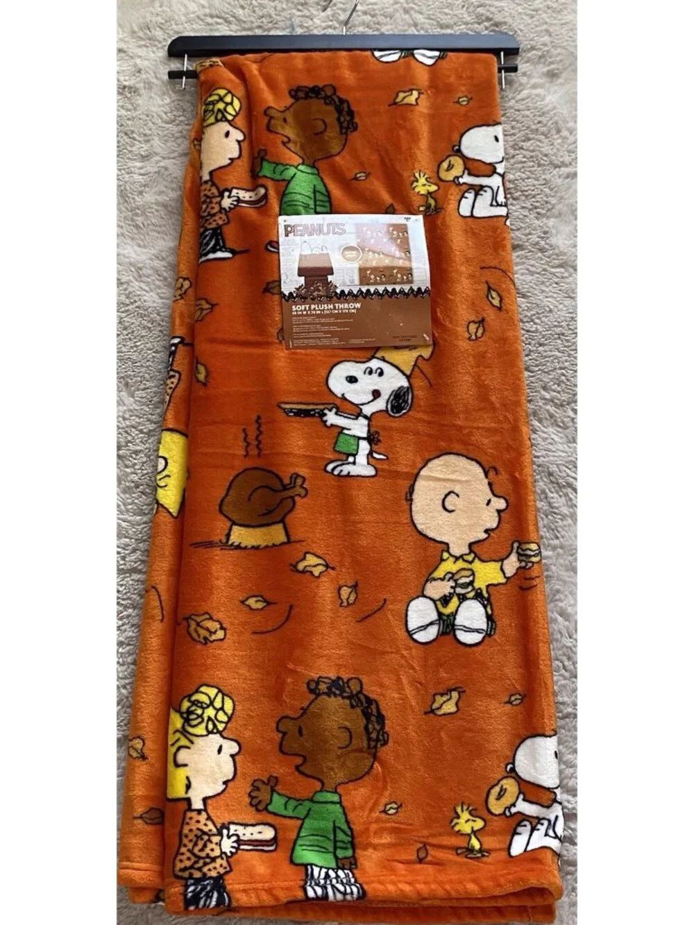 Peanuts Snoopy Charlie Brown Fall Thanksgiving Throw Blanket 50” X 70” NEW